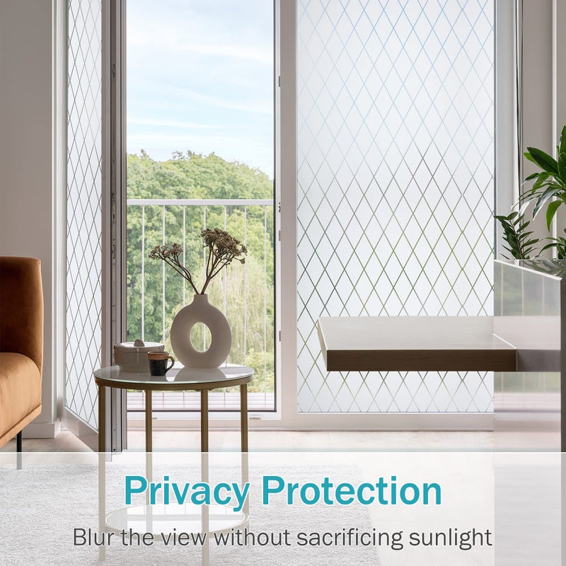 VELIMAX Lattice Frosted Window Film Window Privacy Film Static Cling Window Vinyl Opaque Glass Sticker Non Adhesive Anti-UV 35.4x78.7 inches - Image 4